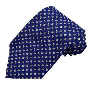 Vintage Lauren Ralph Lauren Men Silk Tie Necktie Navy Gold Paisley Made in USA